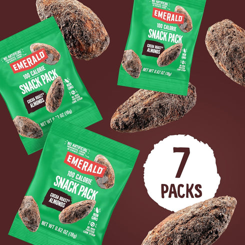 7 (1-Pack), 100-Calorie Packs, Emerald Nuts Cocoa Roast Almonds Ct Individual Kosher Certified, Non-GMO, Contains No