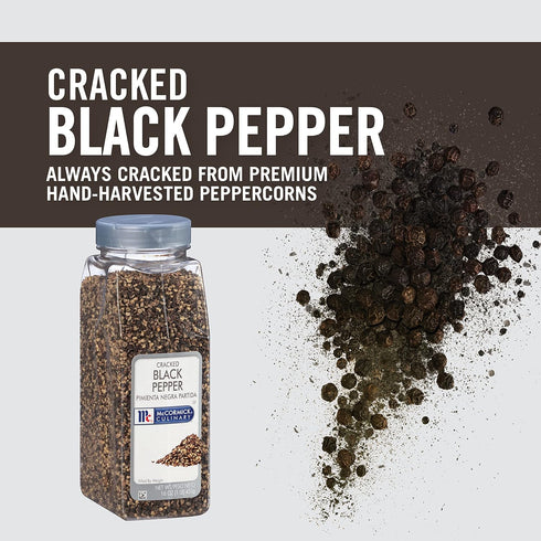 McCormick Culinary Cracked Black Pepper, 16 oz - One Container of Cracked Black Peppercorns