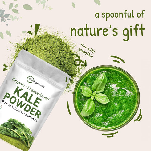 2 907 Sustainably US Grown, Organic Kale Powder, Pounds | Fresh Freeze Dried Source | Nutrient-Dense Greens Superfood |