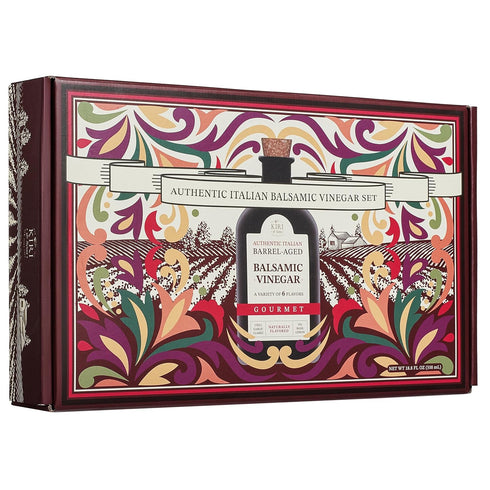 Set 6 Kiri & Sons Balsamic Vinegar Gourmet Gift of - Premium Made In Italy, Natural Flavors Include Garlic, Chili, Fig