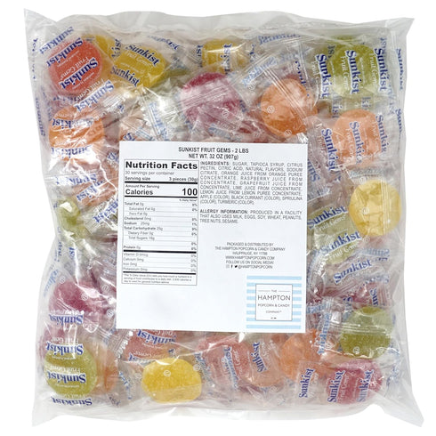 2 Fruit Gems, Pound Bulk Bag, Fruit Gems, Soft Candy Individually Wrapped