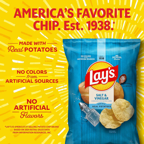 1 oz (40 Count) (Packaging Lay's Salt & Vinegar Flavored Potato Chips, Bags, May Vary)