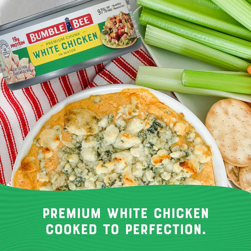 13g 5 oz (Pack 24) Bumble Bee Premium White Chicken Breast with Rib Meat in Water - Protein per Serving - Gluten Free