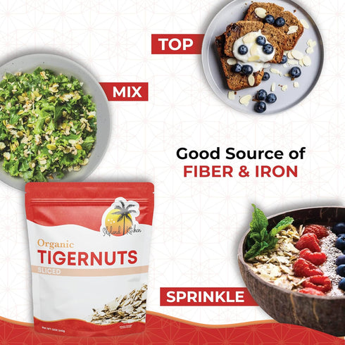 Skyland Kitchen 12oz, Organic Sliced Tigernuts Nut-Free, Raw Snack, Gluten-Free, Vegan, Paleo Friendly, High Fiber