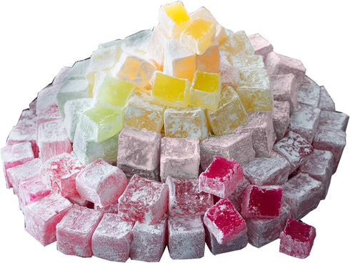 Cerez Pazari Turkish Delight with Rose, Orange and Lemon Mix Flavours 8.1 Oz - Vegan Candy Dessert Gift Box, Approx.