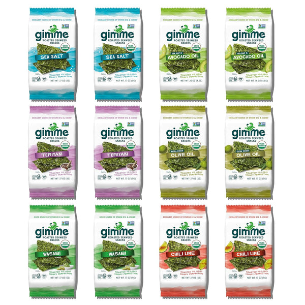 Gimme Seaweed Organic Premium Roasted Seaweed Snacks, New 6 Flavor Variety Pack,