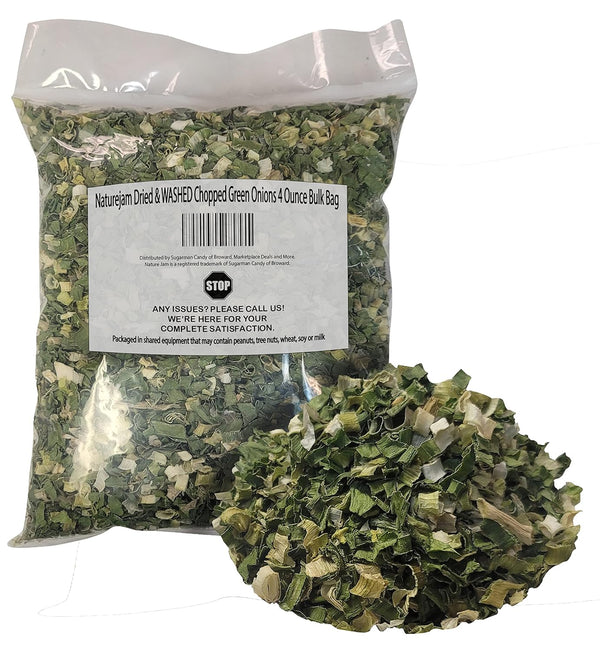 Naturejam Dried & WASHED Chopped Green Onions 4 Ounce Bulk Bag-Just 1