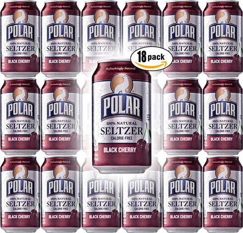 Polar Seltzer Blackcherry, 12oz Cans (Pack of 18, Total of 216 Oz)
