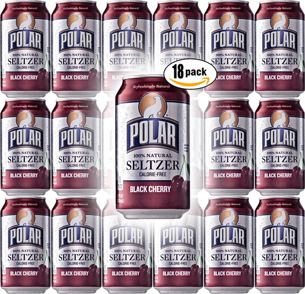 Polar Seltzer Blackcherry, 12oz Cans (Pack of 18, Total of 216 Oz)