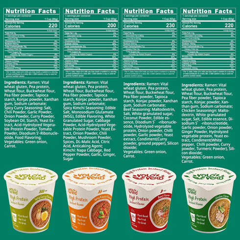 (32g) 16 Packs, VOLO VERO High Protein Ramen Noodles, Konjac Rice, Vegan, Plant-Based, Non-Fried, Low Carb, Low Fat