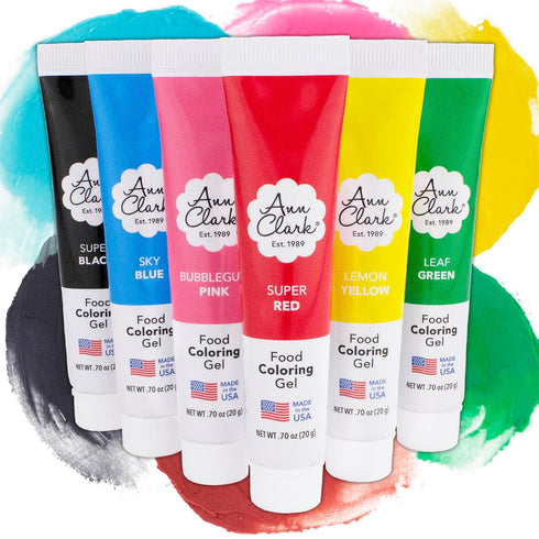Ann Clark Gel Food Coloring, Made in USA, 0.7 oz, 6 Colors