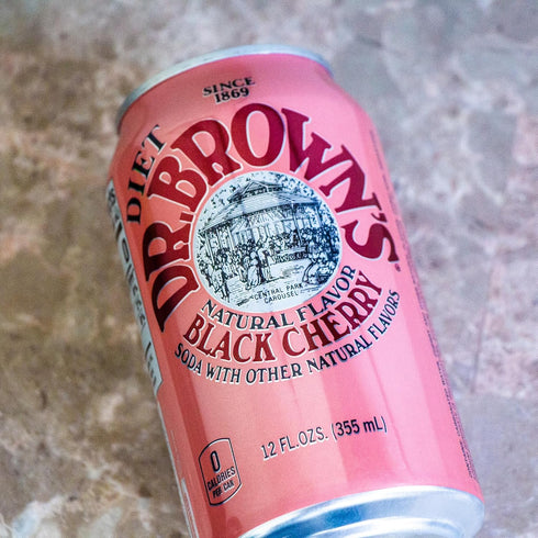 12, 12oz Dr Brown's Diet Black Cherry Soda - Smooth, Refreshing, Crisp Cherry Flavors - Cans