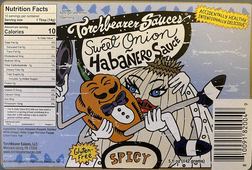 5 (5 oz, 1) Torchbearer Sauces Sweet Onion Habanero (Spicy), Ounces, All Natural, Vegan, Extract-Free, Made in USA