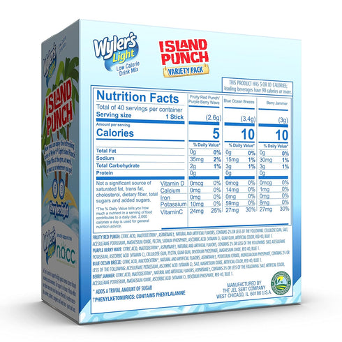 Pack, Jammer 1 (40 Wyler's Light Island Punch Singles to Go, Variety Fruity Red Punch, Purple Berry Wave, Berry