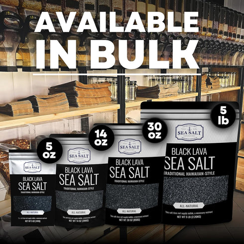 5 lb Black Lava Hawaiian Sea Salt Infused with Activated Charcoal Hawaiian-Style Black Salt for Seasoning, Grilling