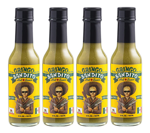 Gringo Bandito Hot Sauce, Green Habanero, 5 Ounce, Pack of 4