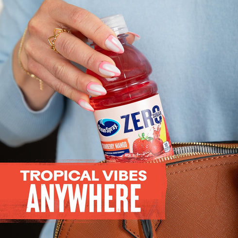 10 Oz 6 Count (Pack 1) Ocean Spray ZERO Sugar Strawberry Mango Juice Drink, Strawberry Mango Juice Drink Sweetened