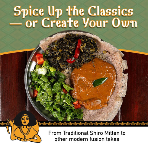 1lb/16oz Brundo Spice Company Ethiopian Shiro Mitten Spicy Chickpea (Shimbera) Legume Blend Imported from Ethiopia