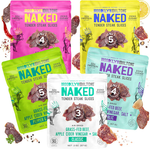 Brooklyn Biltong Beef Jerky Snack (2 oz, Pack of 5) - Grass
