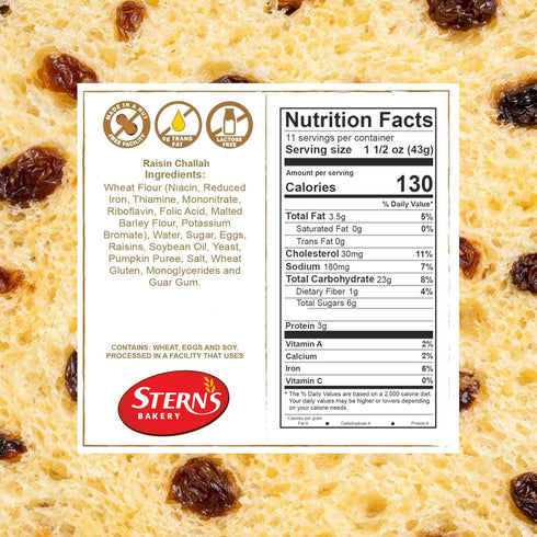 16 (2 Pack) Stern's Bakery Kosher Fresh Raisin Challah Bread Ounce - Traditional Raisin Bread for your Holiday