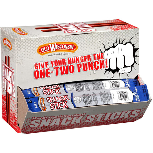 Old Wisconsin Beef Sausage Snack Sticks, Naturally Smoked, Ready to Eat, High Protein, Low