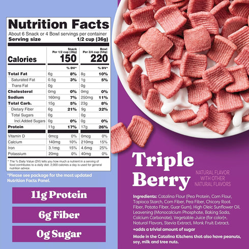 11g 8 oz. (Pack 2) Catalina Crunch Protein Cereal - Sugar Free Breakfast Cereal with of Protein - Gluten Free, Keto