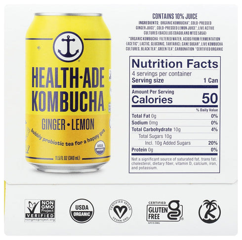 11.5oz 4-pack (46oz.) Health-Ade Ginger Lemon of Cans