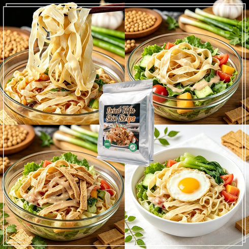 H2ONDBQF 10.58 Oz (300g) Dried Tofu Skin Strips, Bean Curd Strips, Asian Cooking Essential Soy Tofu Strips Tofu Knots