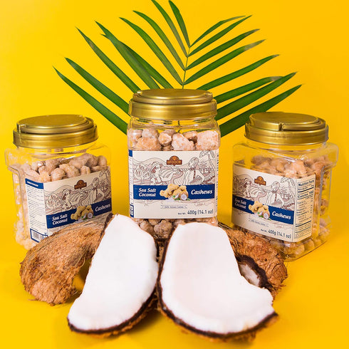 (14.1 oz) LAFOOCO Sea Salt Coconut Cashews, Premium Cashews, Lightly Sea Salted, Coconut flakes, Rich in Nutrients