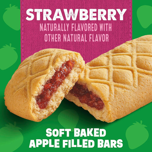 5 6.55 oz Mott's Soft Baked Apple Filled Bars, Strawberry Flavor Snacks, Made with Real Fruit, Ct