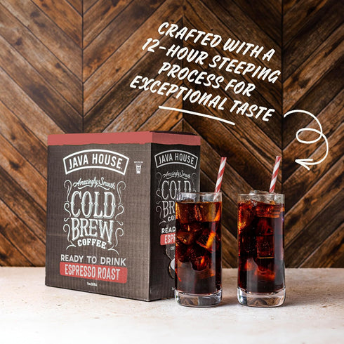 100% 1 (16 Java House Cold Brew Coffee on Tap Premium Arabica Dark Roast Smooth Espresso Flavor with Dark Chocolate