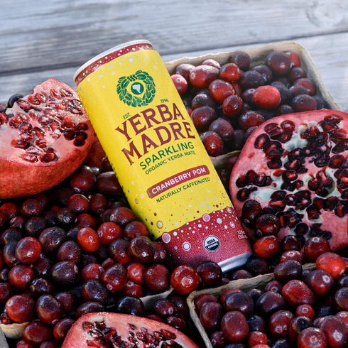 115mg 12oz (Pack 12) (Packaging Yerba Madre Organic Sparkling Yerba Mate, Cranberry Pom, Natural Plant Based Caffeine