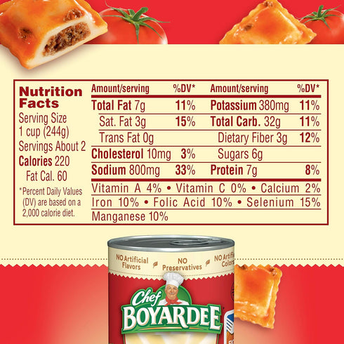 15 oz, 24 Pack Chef Boyardee Mini Ravioli