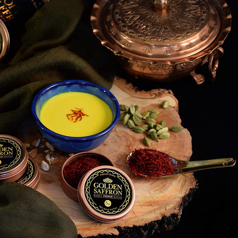 (5.0 Golden Saffron, Finest Pure Premium All Red Saffron Threads, Grade A+ Super Negin, Non-GMO Verified. For Tea