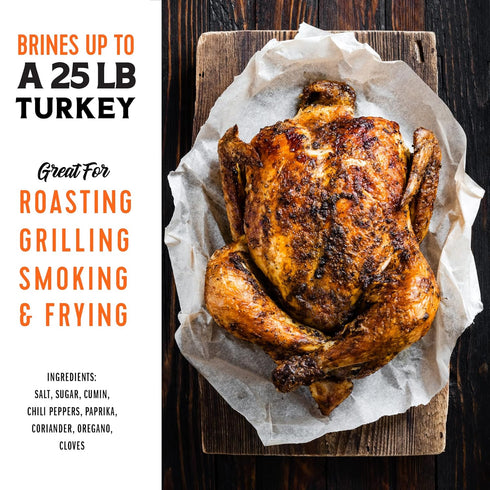 Fire & Flavor Cajun Turkey Brine Kit, Includes Bag and Poultry Seasoning for Roasting, Grilling, Smoking