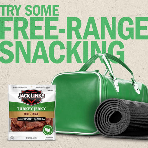 2.85 oz 12g 100% Jack Link's Original Turkey Jerky - Bag - Ready to Eat Protein Snack - Protein per Serving - Made