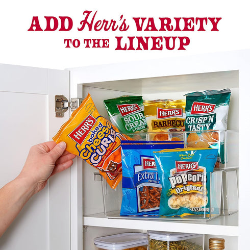 Pack, 26oz (28 Herrs Snacks Variety Potato Chips, Pretzels, Popcorn, Cheese Curls, Box Bags)