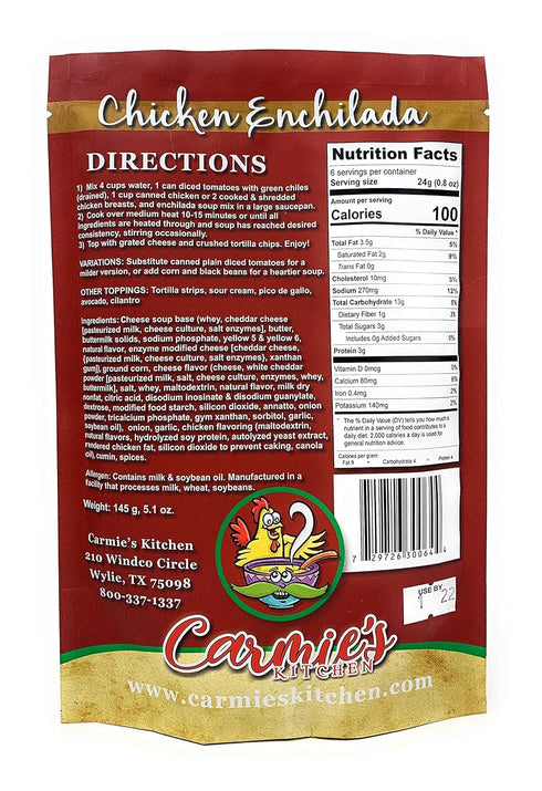 Carmie's Kitchen Savory Chicken Enchilada Soup Mix - Easy Meal Solution