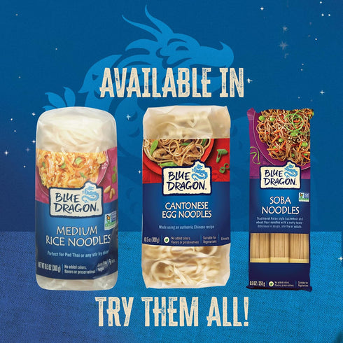 10.5oz (Pack 2) Blue Dragon Medium Cantonese Egg Noodles - of - Traditional Cantonese-Style Noodle Nests Made