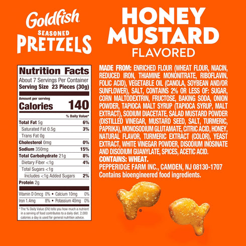 8 (Pack 4) Goldfish Honey Mustard Seasoned Pretzels, Ounce Bag