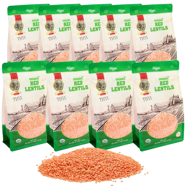 THYA Organic Red Split Lentils, 9 LB (9 x 1 LB Packs)