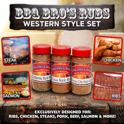 BBQ BROS RUBS (Western Style) - Barbecue Seasonings - BBQ Spices - Dry Rub- Handcrafted BBQ Rubs for Grilling, Cooking