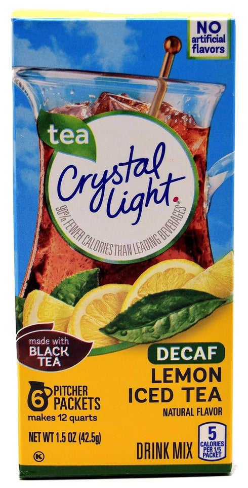 Crystal Light Lemon Decaf Iced Tea Natural Flavor Drink Mix, 12-Quart Canister - Pack of 2