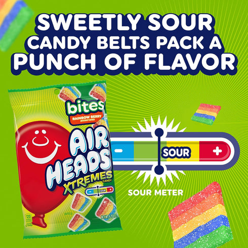 30.4 Airheads Xtremes Sweet and Sour Candy Bites, Chewy Candy Bag, Rainbow Berry Artificially Flavored, Ounces