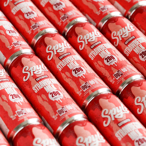 60mg 20g 90 12 Count Spylt High Protein Strawberry Milk with Caffeine & Protein - Calories, Ready to Drink, Sugar Free
