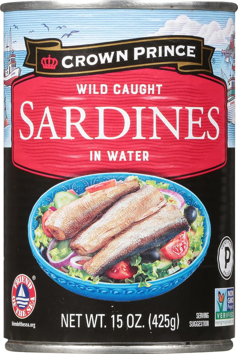 15-Ounce (Pack 12) Crown Prince Sardines in Water, Cans