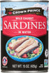15-Ounce (Pack 12) Crown Prince Sardines in Water, Cans