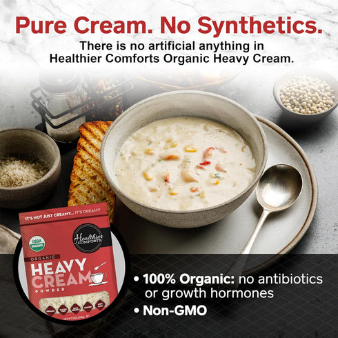 (72% (21 Healthier Comforts Organic Heavy Cream Powder Butterfat) | Certified USDA Organic, Kosher | Gluten Free