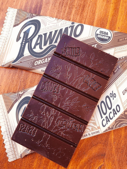 100% 1.1 oz. Rawmio Essential Dark Chocolate Bar - Organic, Raw, Gluten-Free, Cacao (Sugar Free)