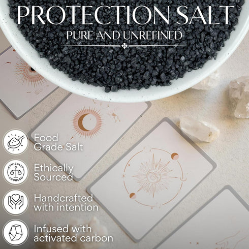 5 Oz Black Salt for Protection Rituals & Wiccan Spells, Handcrafted Negative Energy Protection Crystals for Witchcraft
